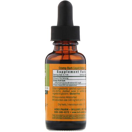 Krampbark, Homeopati, Örter: Herb Pharm, Cramp Bark, 1 fl oz (30 ml)