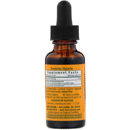 Maskrosrot, Homeopati, Örter: Herb Pharm, Dandelion, Alcohol-Free, 1 fl oz (30 ml)