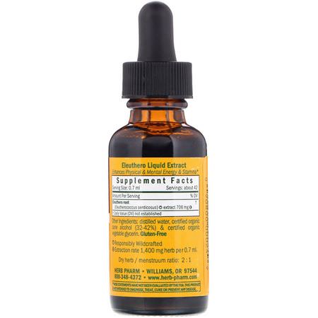 Eleuthero, Ginseng, Homeopati, Örter: Herb Pharm, Eleuthero, 1 fl oz (30 ml)