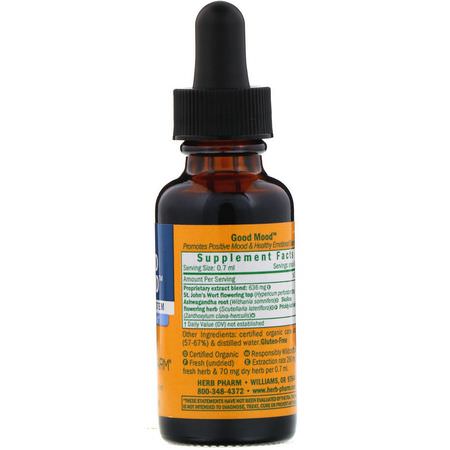 Lugn, Tillskott, Johannesört, Homeopati: Herb Pharm, Good Mood, 1 fl oz (30 ml)