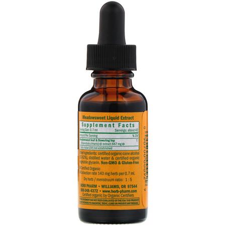 Meadowsweet, Homeopathy, Örter: Herb Pharm, Meadowsweet, 1 fl oz (30 ml)