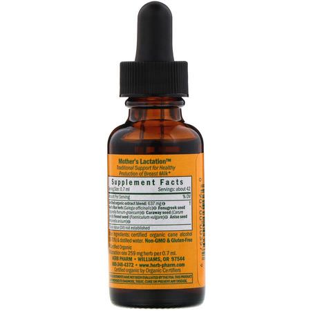 Örter, Homeopati, Örter, Laktationsstöd: Herb Pharm, Mother's Lactation, 1 fl oz (30 ml)