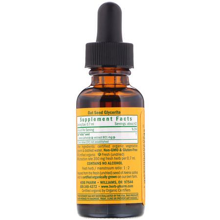 Homeopati, Örter: Herb Pharm, Oat Seed, Alcohol-Free, 1 fl oz (30 ml)