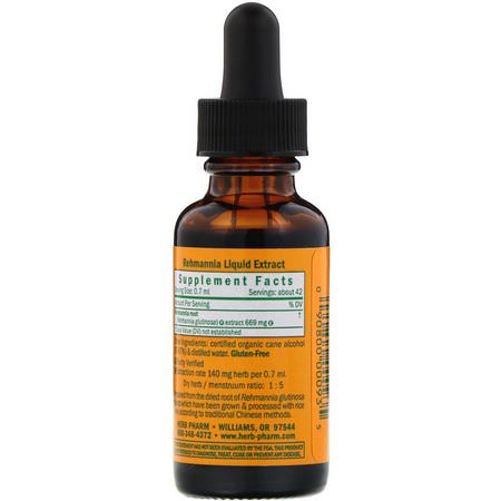 Rehmannia, Homeopati, Örter: Herb Pharm, Rehmannia, 1 fl oz (30 ml)