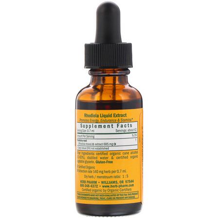 Rhodiola, Homeopati, Örter: Herb Pharm, Rhodiola, 1 fl oz (30 ml)