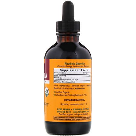 Rhodiola, Homeopati, Örter: Herb Pharm, Rhodiola, Alcohol-Free, 4 fl oz (120 ml)
