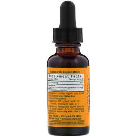 Sarsaparilla Smilax, Homeopati, Örter: Herb Pharm, Sarsaparilla, 1 fl oz (30 ml)