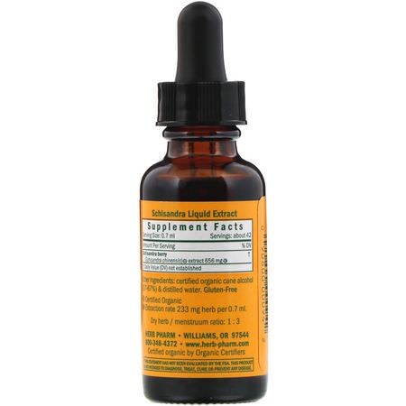 Schisandra Schizandra, Homeopati, Örter: Herb Pharm, Schisandra, 1 fl oz (30 ml)
