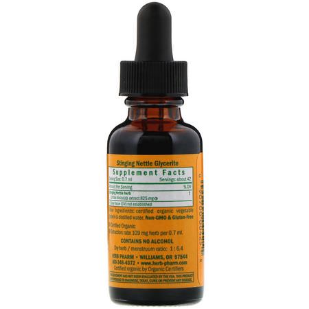 Nässlor, Homeopati, Örter: Herb Pharm, Stinging Nettle, Alcohol-Free, 1 fl oz (30 ml)