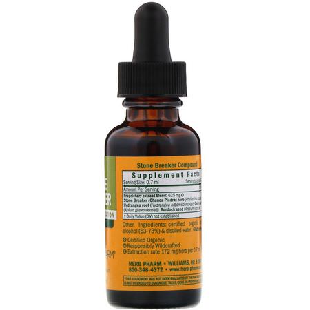 Njurar, Kosttillskott, Örter, Homeopati: Herb Pharm, Stone Breaker, 1 fl oz (30 ml)