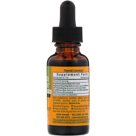 Sköldkörtel, Kosttillskott, Örter, Homeopati: Herb Pharm, Thyroid Calming, 1 fl oz (30 ml)