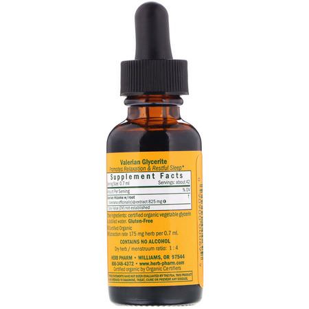 Valerian, Homeopati, Örter: Herb Pharm, Valerian, Alcohol-Free, 1 fl oz (30 ml)