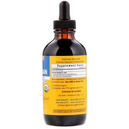 Valerian, Homeopati, Örter: Herb Pharm, Valerian, Alcohol-Free, 4 fl oz (120 ml)