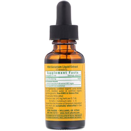 Homeopati, Örter: Herb Pharm, Wild Geranium, 1 fl oz (30 ml)