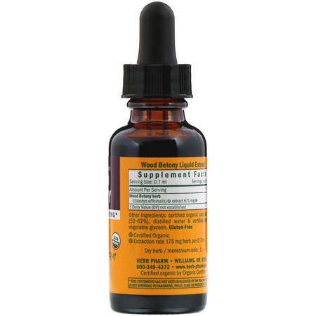Woodbetony, Homeopati, Örter: Herb Pharm, Wood Betony, 1 fl oz (30 ml)