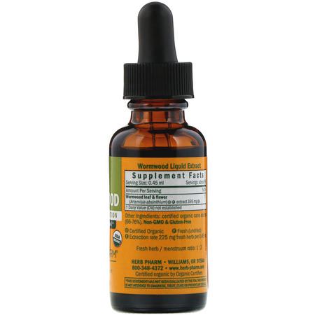 Artemisia Malm, Homeopati, Örter: Herb Pharm, Wormwood, Leaf & Flower, 1 fl oz (30 ml)