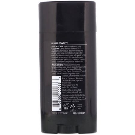 Deodorant För Män, Grooming För Män, Bad: Herban Cowboy, Deodorant, Forest, 2.8 oz (80 g)