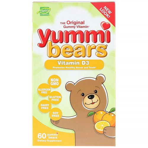 Hero Nutritional Products, Yummi Bears, Vitamin D3, All Natural Fruit Flavor, 600 IU, 60 Yummi Bears Review