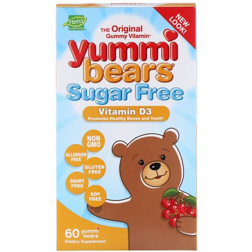 Hero Nutritional Products, Yummi Bears, Vitamin D3, Sugar Free, Natural Cherry Flavor, 60 Gummy Bears Review