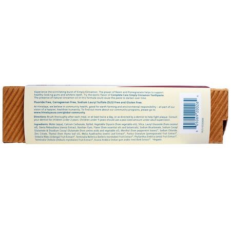 Fluorfri, Tandkräm, Munvård, Bad: Himalaya, Botanique, Complete Care Toothpaste, Simply Cinnamon, 5.29 oz (150 g)