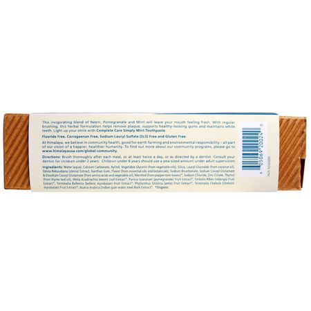 Fluorfri, Tandkräm, Munvård, Bad: Himalaya, Botanique, Complete Care Toothpaste, Simply Mint, 5.29 oz (150 g)