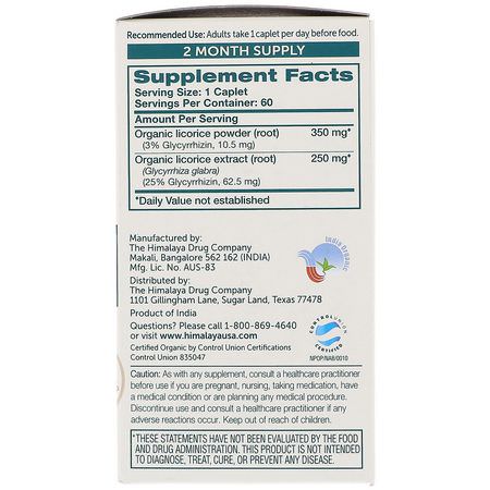 Lakritsrot Dgl, Homeopati, Örter: Himalaya, Licorice, Organic Digestive Support, 60 Caplets