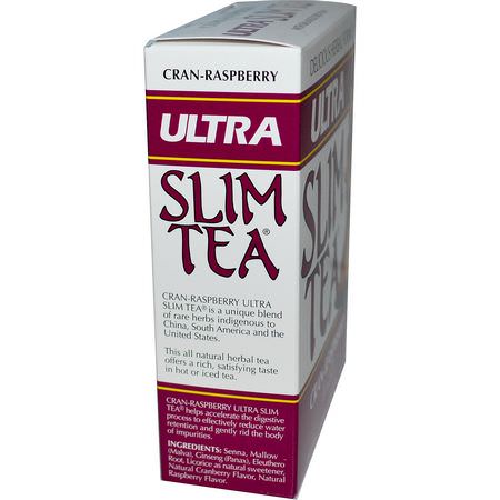 Örtte, Medicinska Teer: Hobe Labs, Ultra Slim Tea, Cran-Raspberry, Caffeine Free, 24 Herbal Tea Bags, 1.69 oz (48 g)