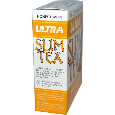 Örtte, Medicinska Te: Hobe Labs, Ultra Slim Tea, Honey Lemon, Caffeine Free, 24 Herbal Tea Bags, 1.69 oz (48 g)