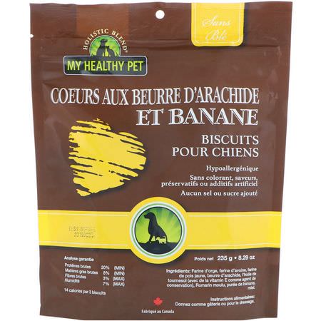 Husdjur Behandlar, Husdjur: Holistic Blend, My Healthy Pet, Peanut Butter & Banana Hearts, Canine Biscuits, 8.29 oz (235 g)