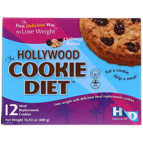Hollywood Diet, The Hollywood Cookie Diet, Oatmeal Raisin, 12 Meal Replacement Cookies Review
