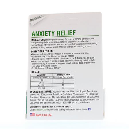 Husdjur Lugnande, Husdjurshälsa, Husdjur: HomeoPet, Anxiety Relief, 15 ml
