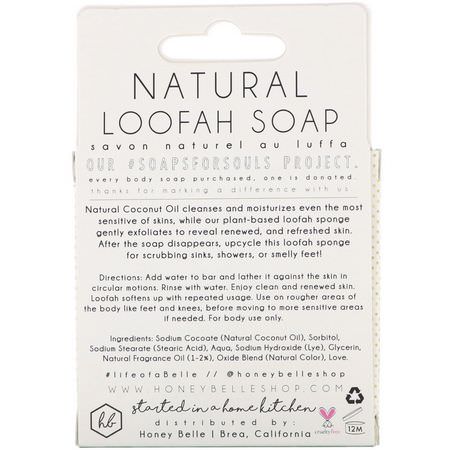 Tvål, Kroppstvätt, Dusch, Bad: Honey Belle, Natural Loofah Soap, Eucalyptus Peppermint, 5 oz (140 g)