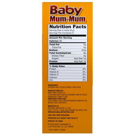 Tandskivor, Barnfoder, Barn, Baby: Hot Kid, Baby Mum-Mum, Original Rice Rusks, 24 Rusks, 1.76 oz (50 g) Each