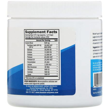 Digestive Enzymer, Digestion, Supplements: Houston Enzymes, TriEnza Powder, 115 g