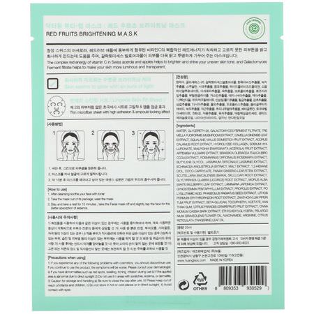 Ljusare Masker, K-Beauty Ansiktsmasker, Skal, Ansiktsmasker: Huangjisoo, Red Fruits Brightening Mask, 1 Sheet Mask