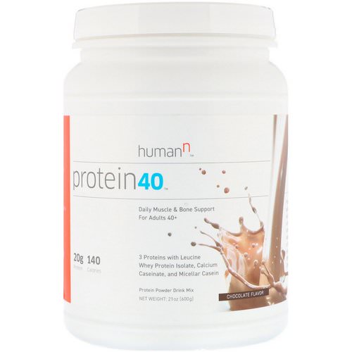 HumanN, Protein 40, Daily Muscle & Bone Support For Adults 40+, Chocolate Flavor, 1.3 lbs (600 g) Review