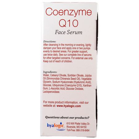 Hydrating, Firming, Anti-Aging, Serums: Hyalogic, Episilk, Coenzyme Q10 Face Serum, 1 fl oz (30 ml)