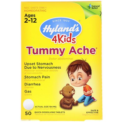 Hyland's, 4Kids, Tummy Ache, Ages 2-12, 50 Quick-Dissolving Tablets Review
