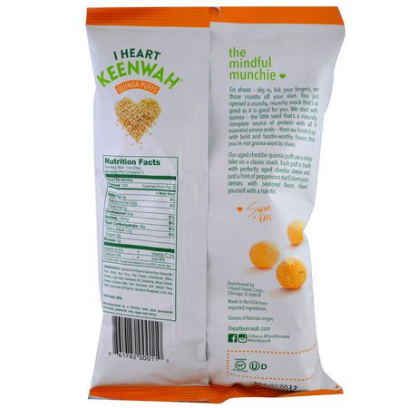 Mellanmål: I Heart Keenwah, Quinoa Puffs, Aged Cheddar, 3 oz (85 g)