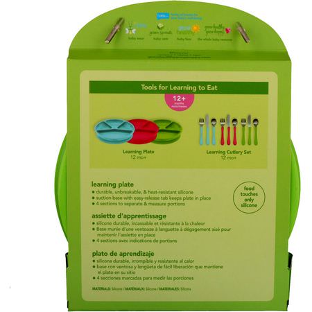 Skålar, Tallrikar, Utfodring Av Barn, Barn: i play Inc, Green Sprouts, Learning Plate, Green, 12+ Months, 1 Plate, 10 oz (296 ml)