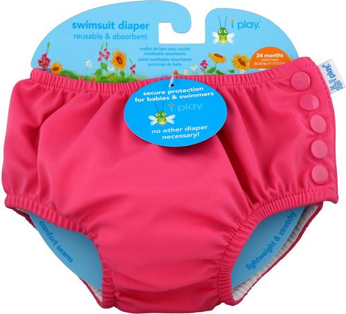 i play Inc, Swimsuit Diaper, Reusable & Absorbent, 24 Months, Hot Pink, 1 Diaper Review