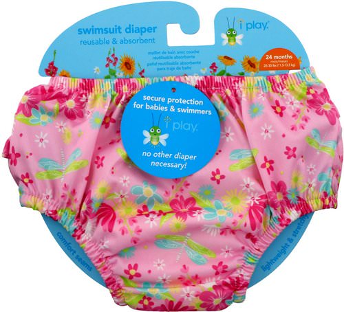i play Inc, Swimsuit Diaper, Reusable & Absorbent, 24 Months, Light Pink Dragonfly, 1 Diaper Review