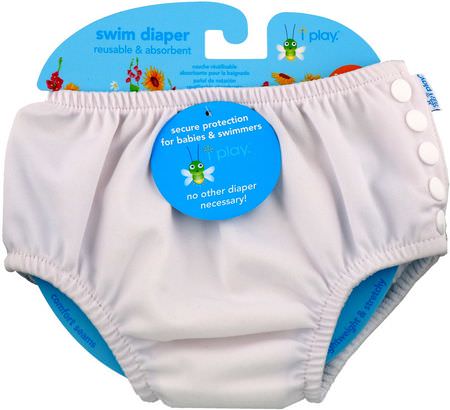 Kläder, Barn, Baby: i play Inc, Swimsuit Diaper, Reusable & Absorbent, 24 Months, White, 1 Diaper