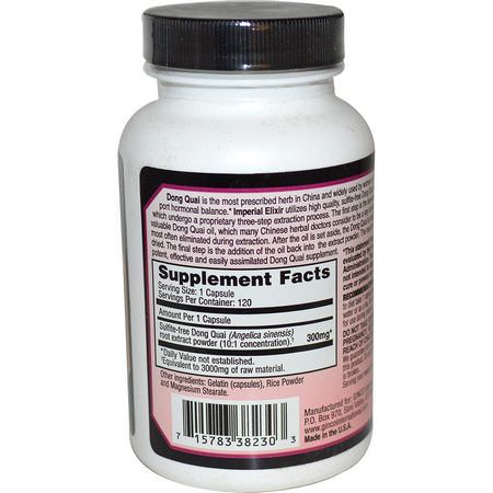 Dong Quai Angelica, Homeopati, Örter: Imperial Elixir, Extra Strength, Dong Quai, 3000 mg, 120 Capsules