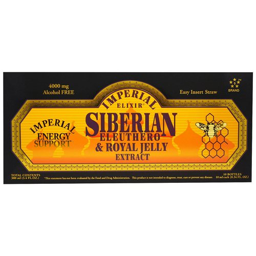 Imperial Elixir, Siberian Eleuthero & Royal Jelly Extract, Alcohol Free, 4000 mg, 10 Bottles, 0.34 fl oz (10 ml) Each Review