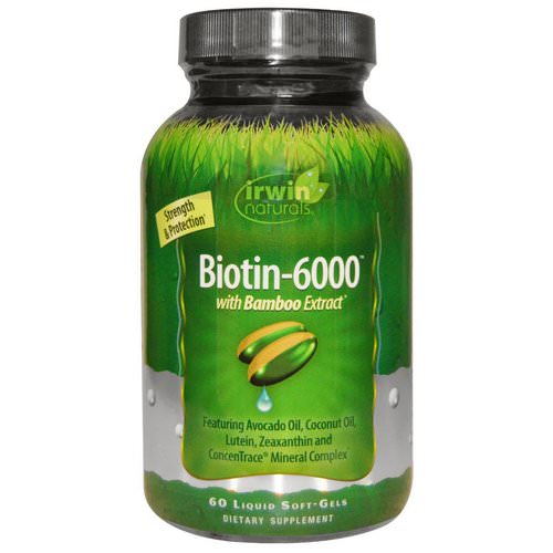 Irwin Naturals, Biotin-6000, With Bamboo Extract, 60 Liquid Soft-Gels Review