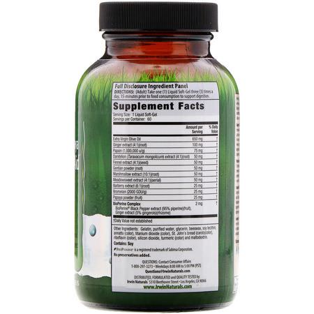 Ingefära Rot, Homeopati, Örter, Matsmältningsenzymer: Irwin Naturals, Ginger & Papaya Digestive-Aid, 60 Liquid Soft-Gels