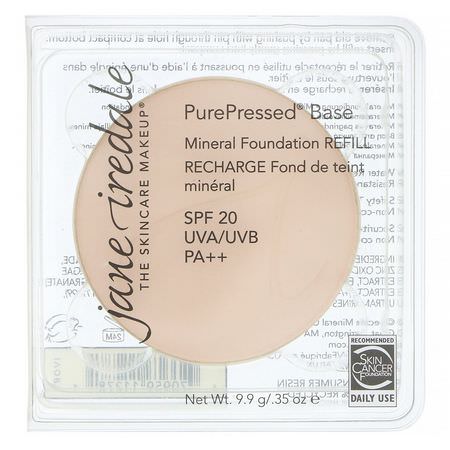 Foundation, Face, Makeup: Jane Iredale, PurePressed Base, Mineral Foundation Refill, SPF 20 PA++, Ivory, 0.35 oz (9.9 g)