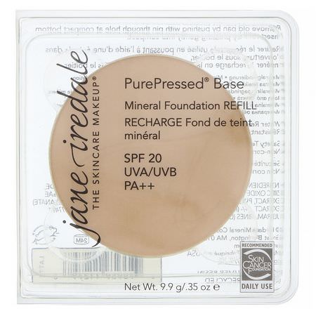 Foundation, Face, Makeup: Jane Iredale, PurePressed Base, Mineral Foundation Refill, SPF 20 PA++, Latte, 0.35 oz (9.9 g)