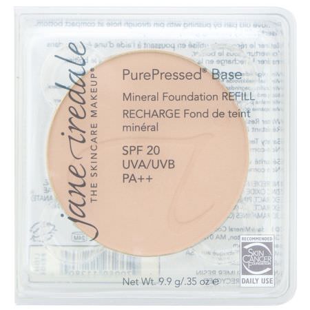 Foundation, Face, Makeup: Jane Iredale, PurePressed Base, Mineral Foundation Refill, SPF 20 PA++, Light Beige, 0.35 oz (9.9 g)
